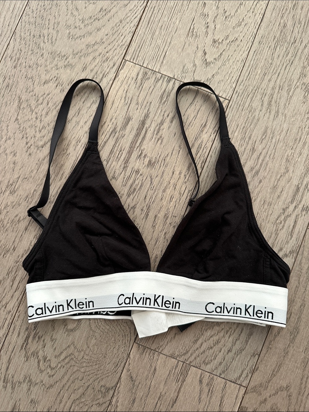 Calvin Klein Black Bralette with White Logo Band